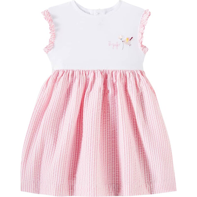 Il Gufo Baby striped jersey and seersucker dress