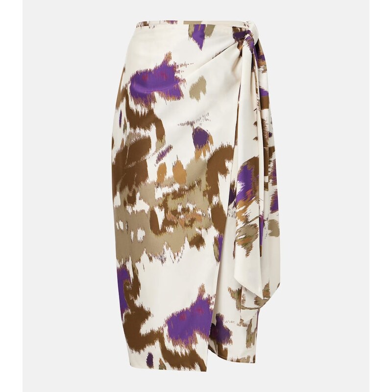 Max Mara Dritto printed silk wrap skirt
