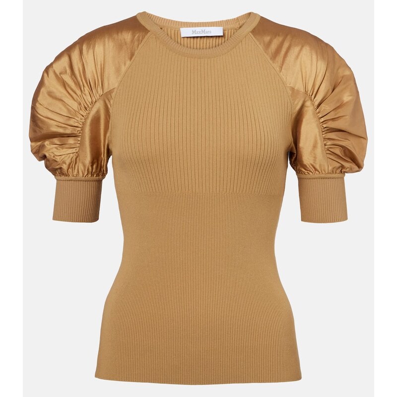 Max Mara Ribbed-knit crÃªpe top