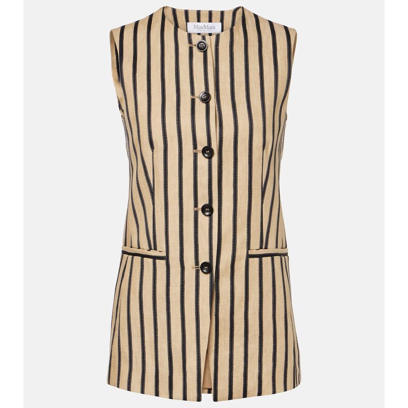 Max Mara Rodeo striped linen and cotton-blend top