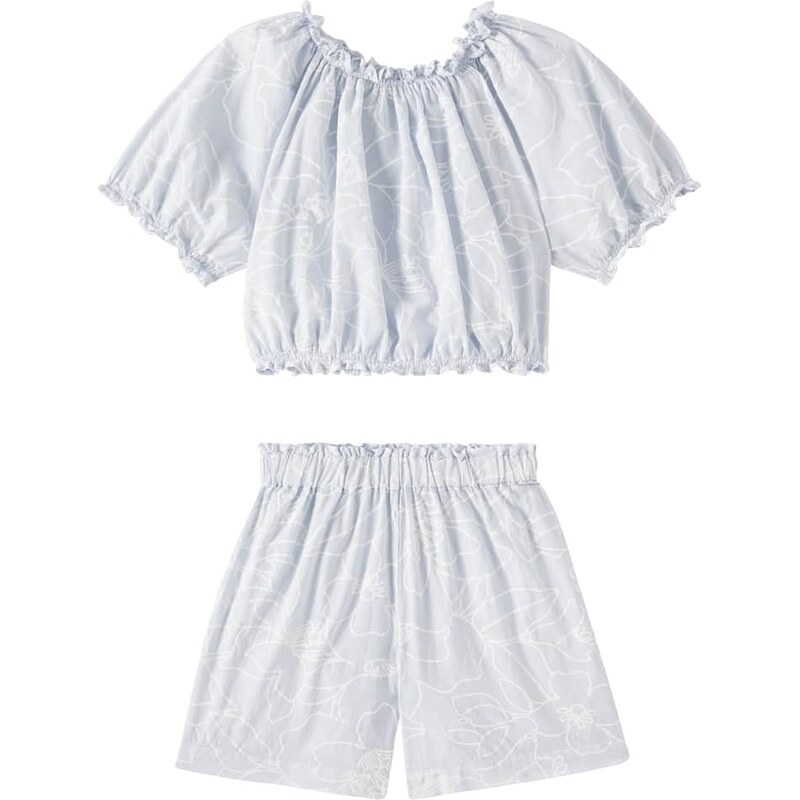 Il Gufo Printed cotton top and shorts set