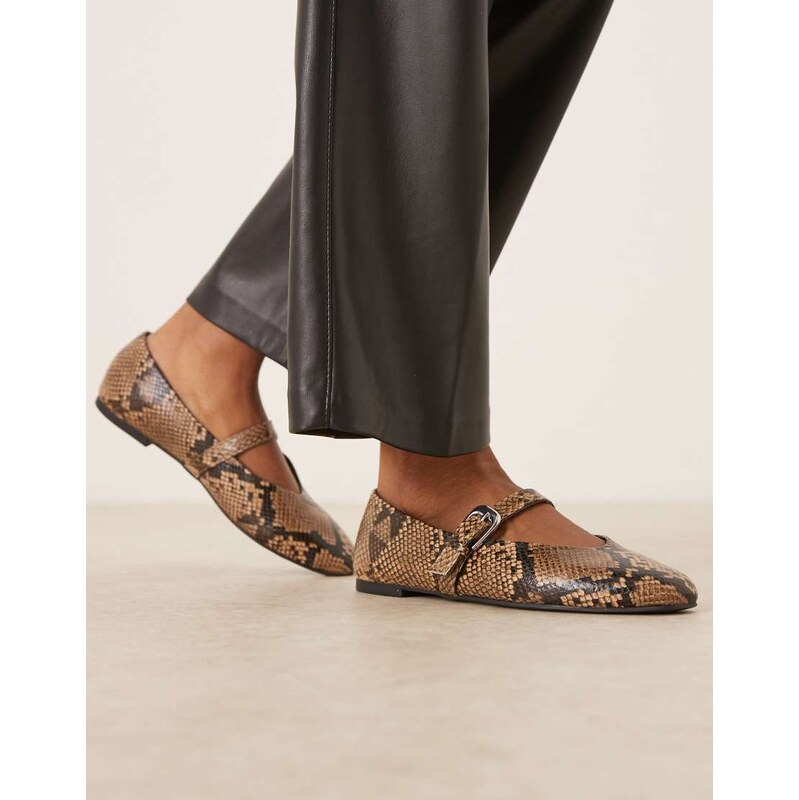 ASOS DESIGN Leah mary jane ballets in snake-Multi 115517072