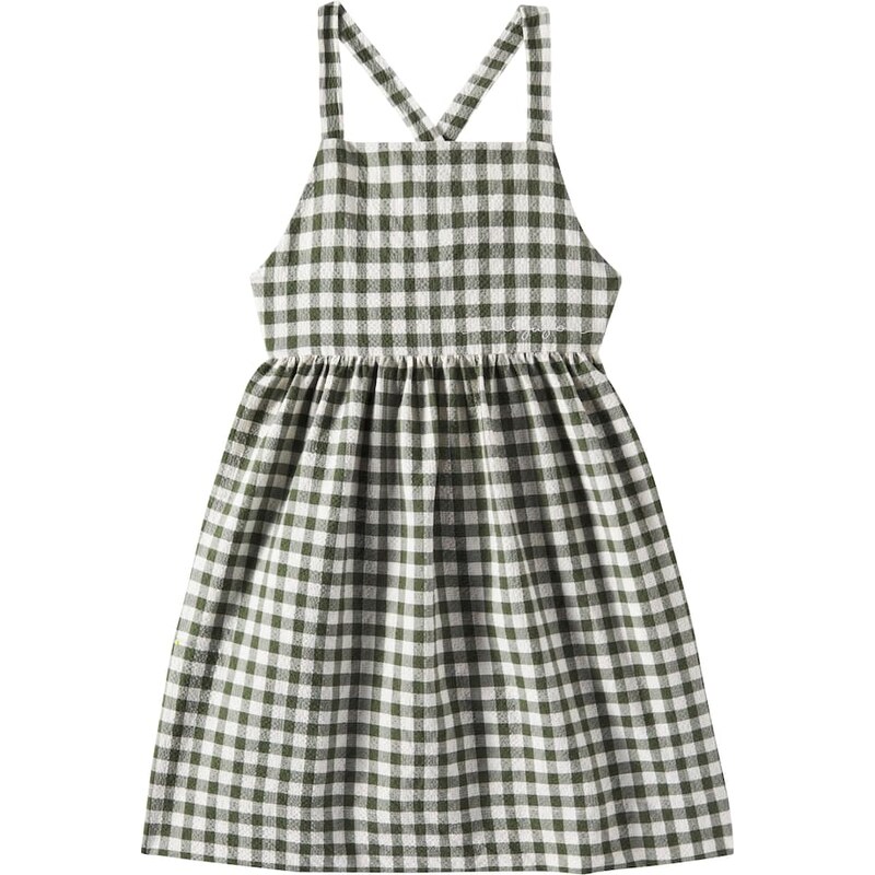 Il Gufo Checked cotton-blend seersucker dress