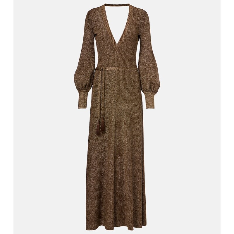 Šaty Tom Ford Open-back maxi dress ve zlaté barvě