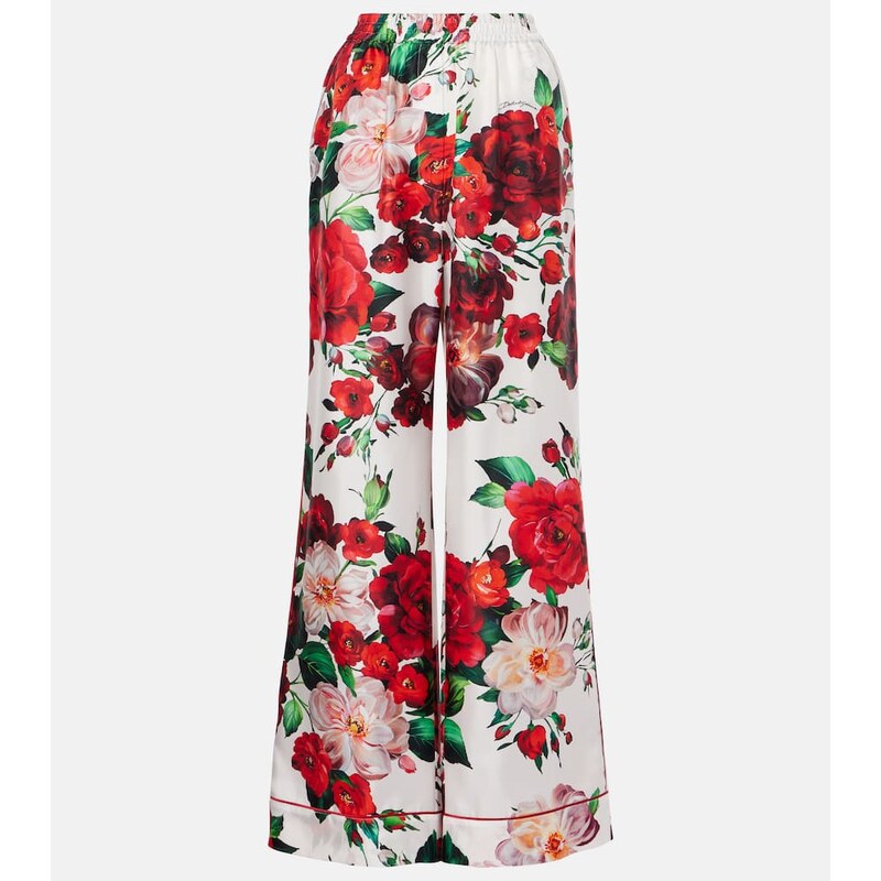 Dolce&Gabbana Floral silk satin wide-leg pants