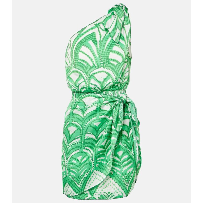 Poupette St Barth Celie printed one-shoulder minidress