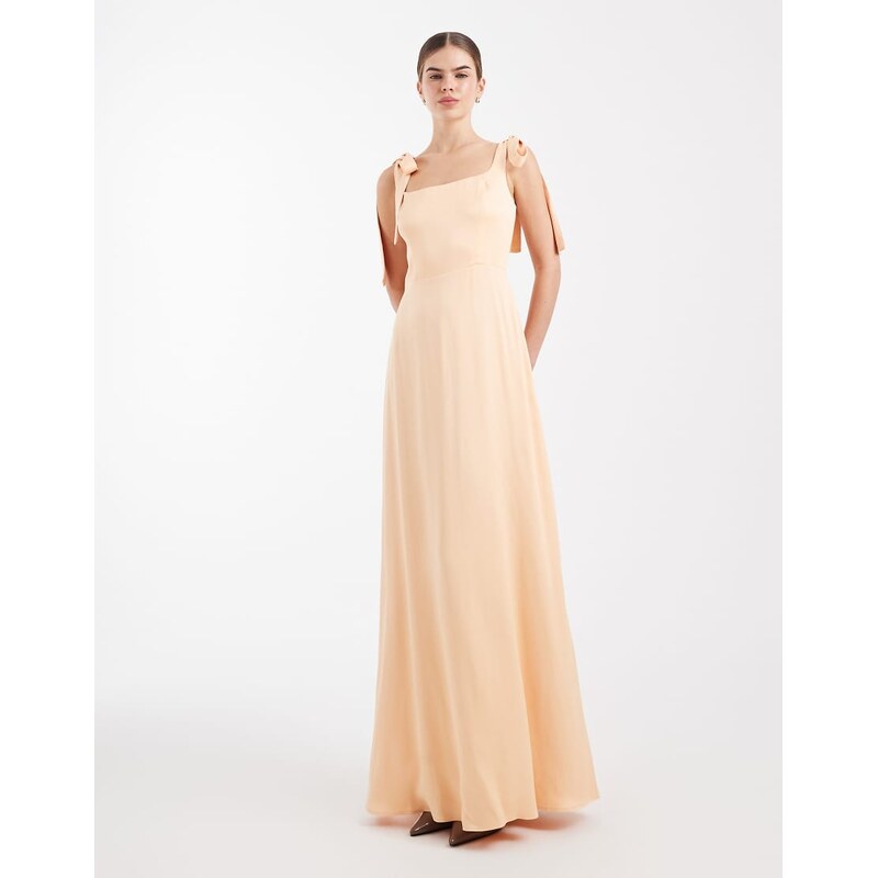 Maids to Measure Bridesmaid tie shoulder maxi dress in sunset petal 113277401
