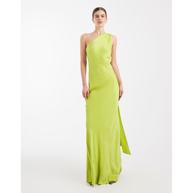 Maids to Measure Bridesmaid one shoulder scarf maxi dress in wild lime 113277404