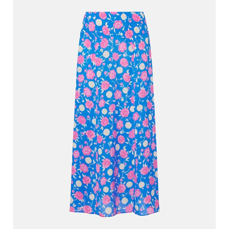 Rixo Carpi floral silk midi skirt