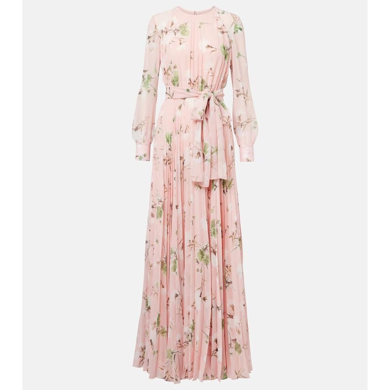 Erdem Floral pleated voile gown