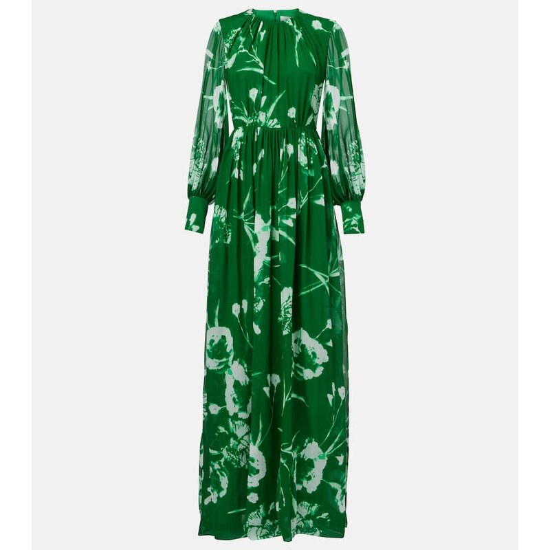 Erdem Floral silk voile gown