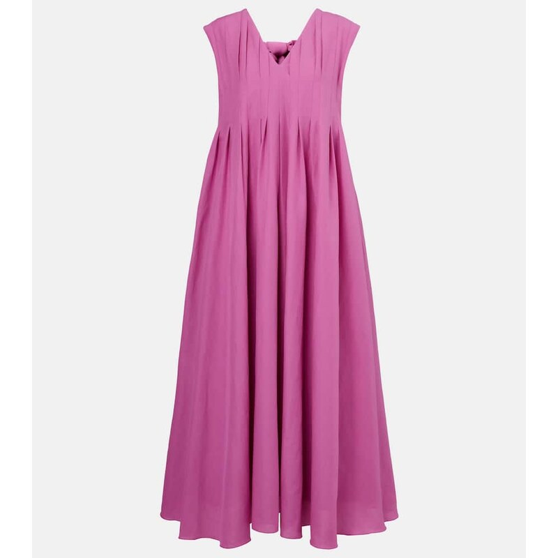 S Max Mara Piega ramie and cotton pleated maxi dress
