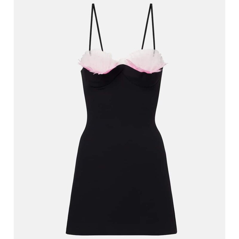 David Koma Feather-trimmed cady minidress