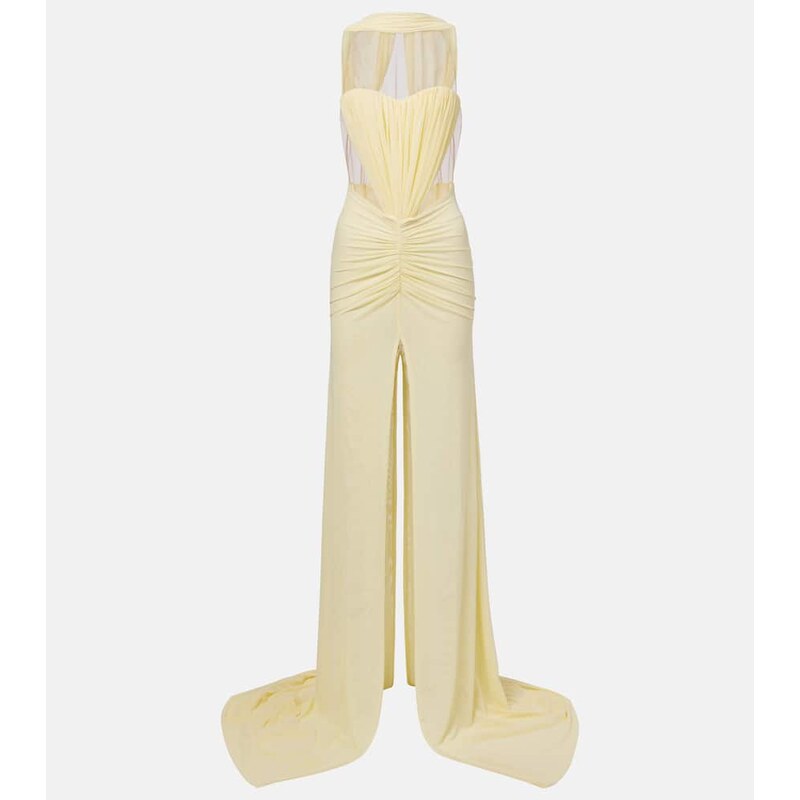 David Koma Ruched halterneck gown