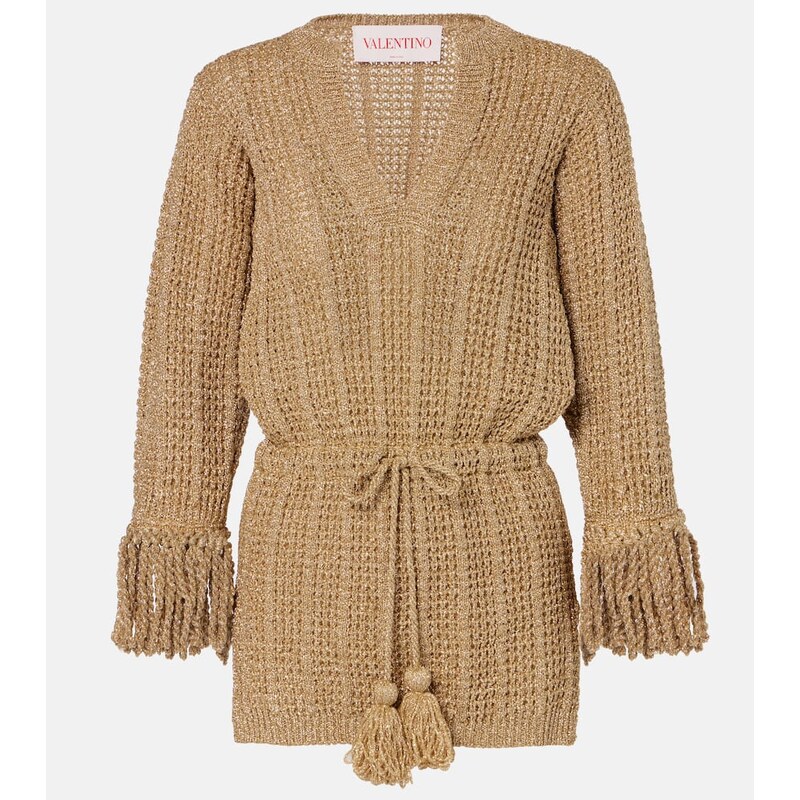 Valentino Open-knit lamÃ minidress