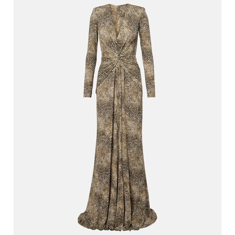 Elie Saab Animalier printed jersey gown