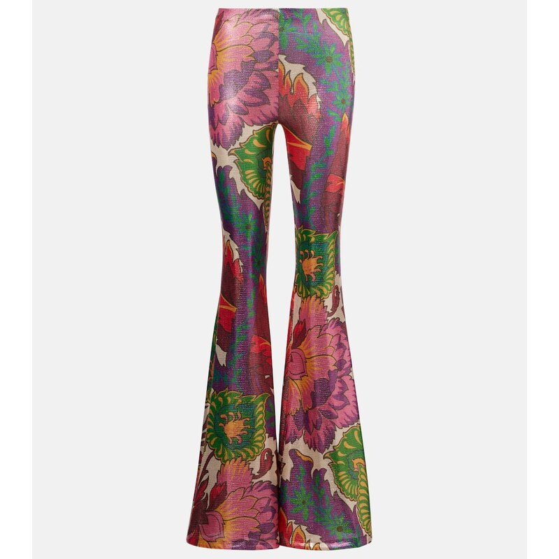 Elegantní dámské kalhoty Etro Semi-sheer flared jersey pants v barevném tónu