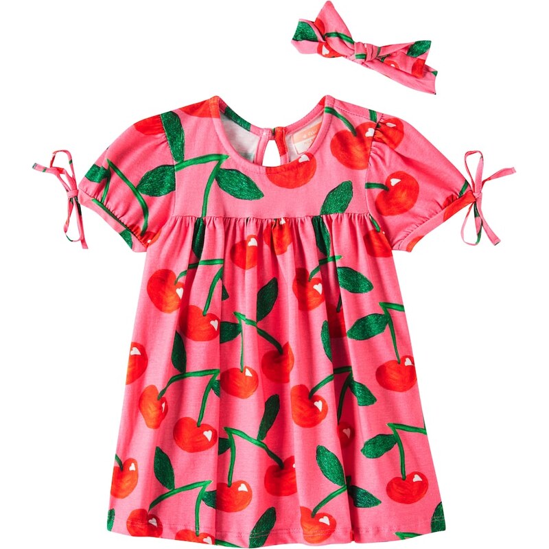 Fábula Baby printed cotton dress and headband set