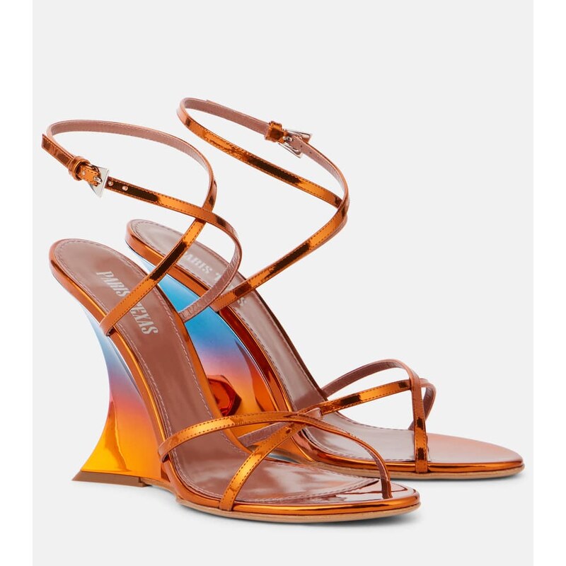 Paris Texas Nina 105 mirrored leather wedge sandals
