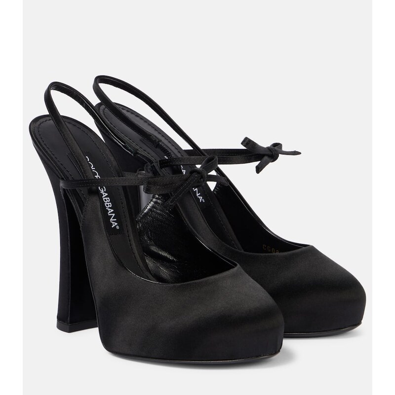 Dolce&Gabbana Vally satin slingback platform pumps
