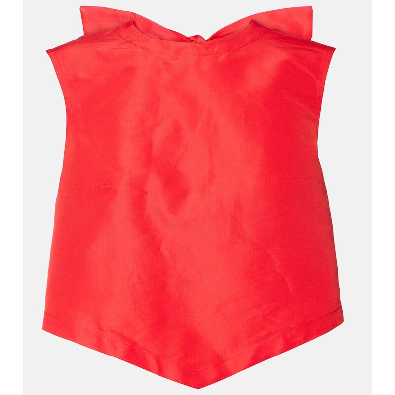 Patou Bow-detail open-back faille crop top