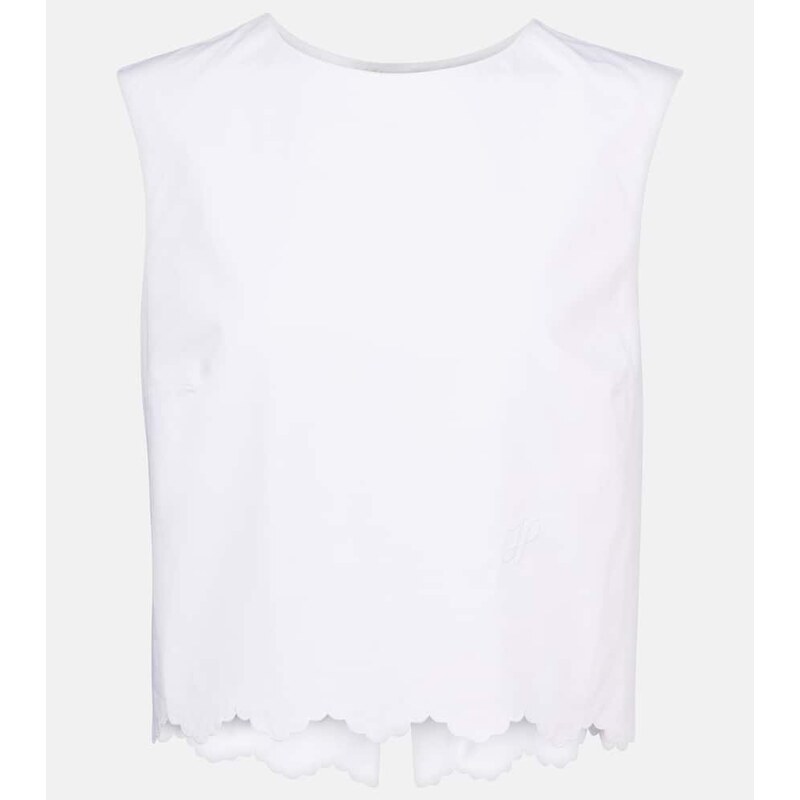 Patou Scalloped cotton poplin crop top
