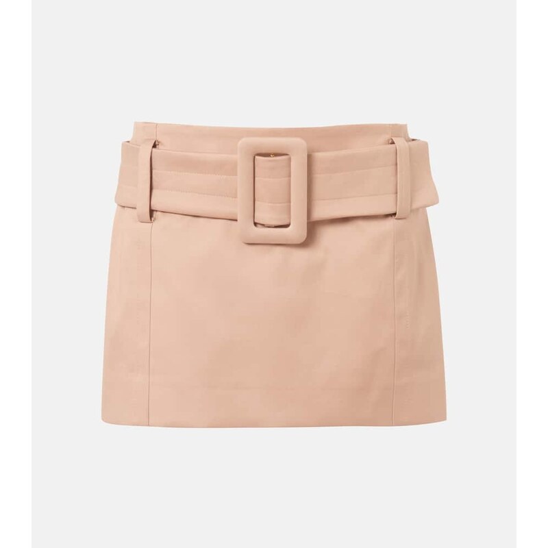 Patou Belted cotton twill miniskirt