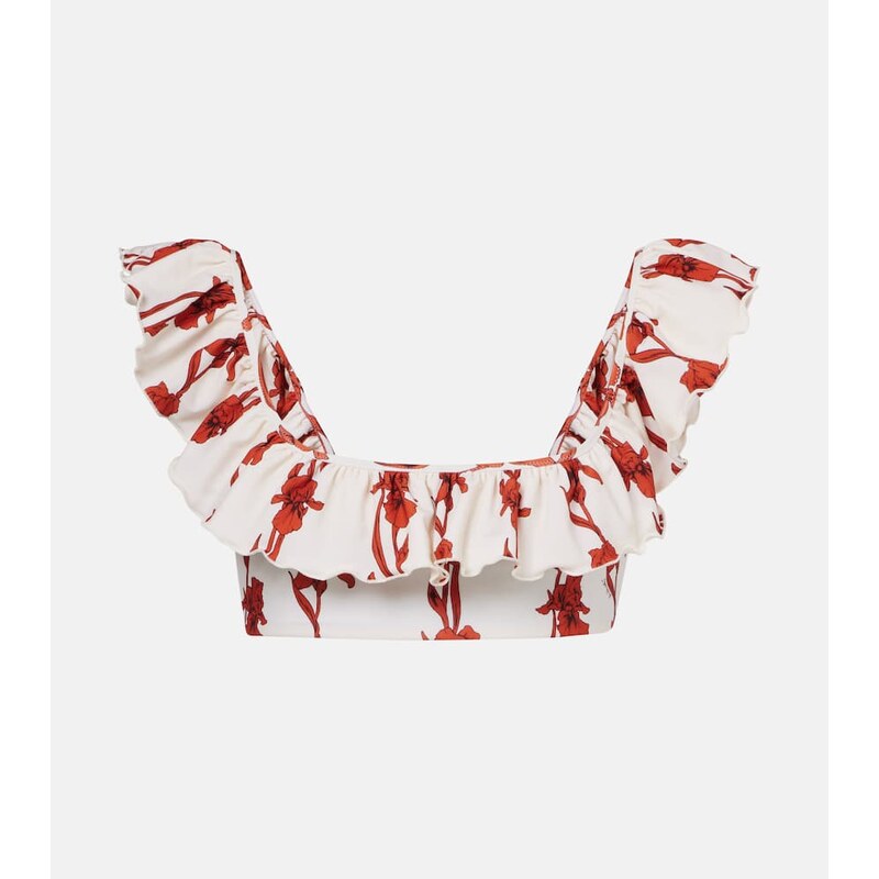 La DoubleJ Boy floral ruffled bikini top
