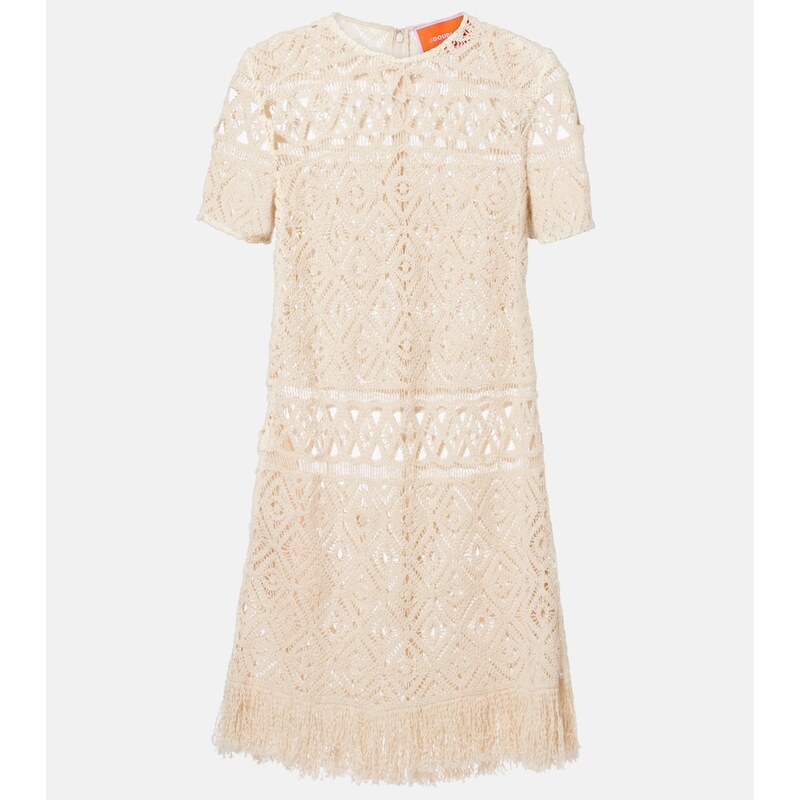 La DoubleJ Lacey macramÃ cotton minidress
