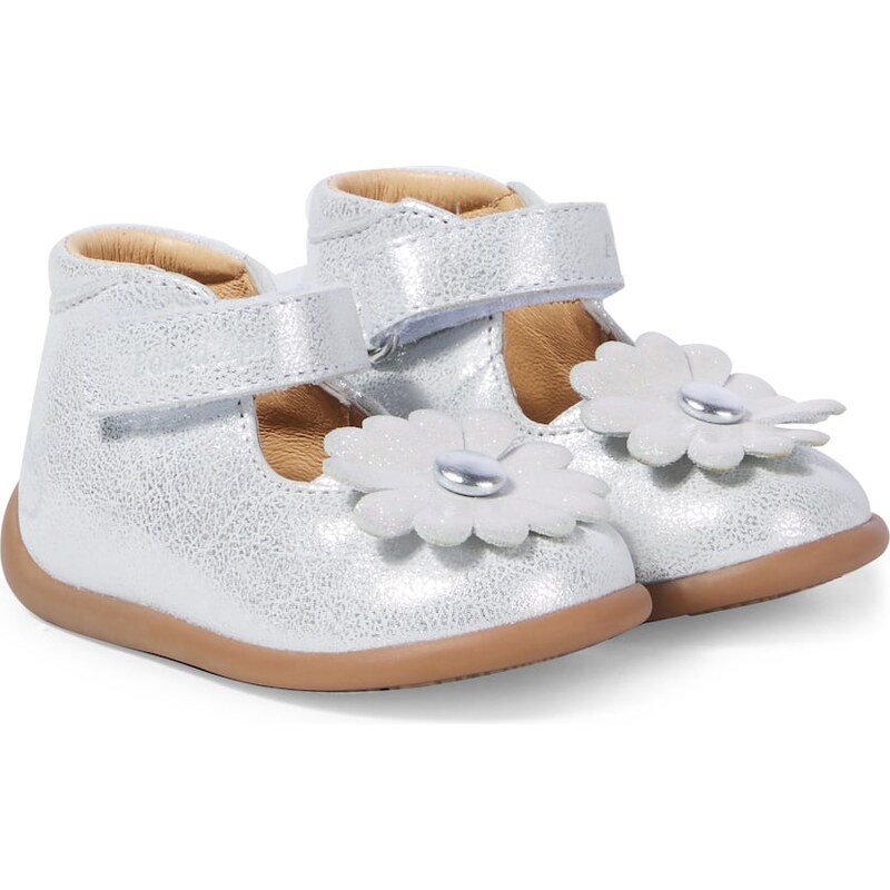 Pom dApi Baby Stand-Up Daisy metallic leather booties