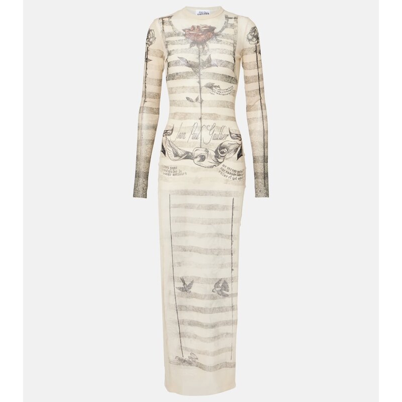 Jean Paul Gaultier Trompe lâoeil mesh maxi dress