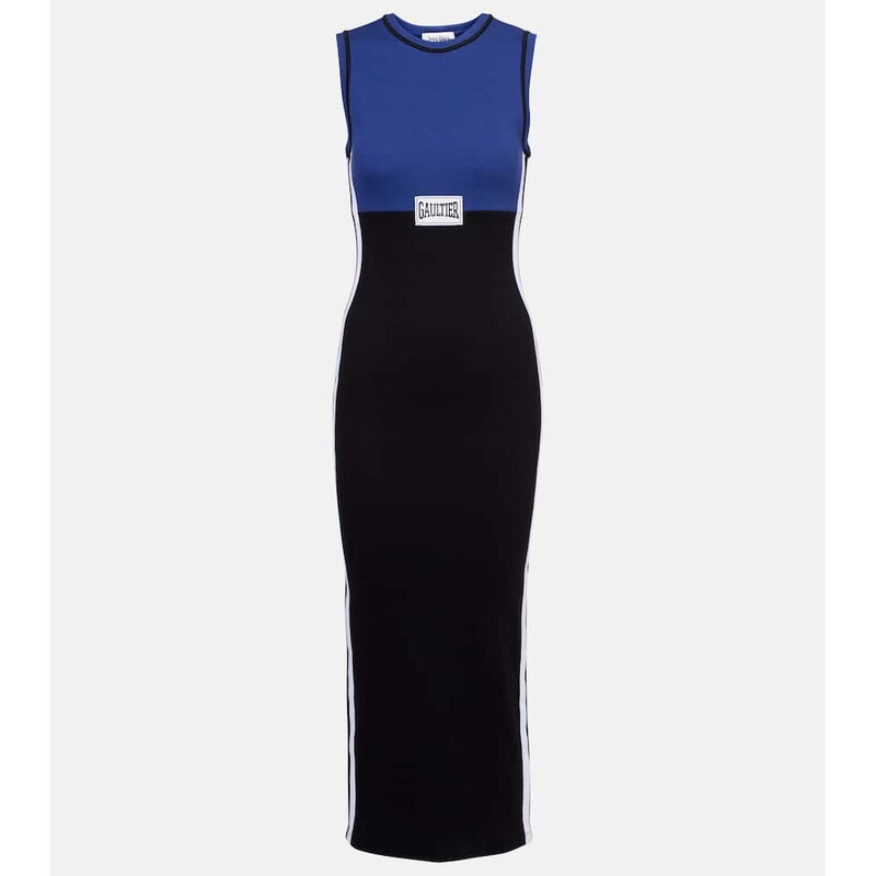 Jean Paul Gaultier Ribbed-knit cotton-blend midi dress