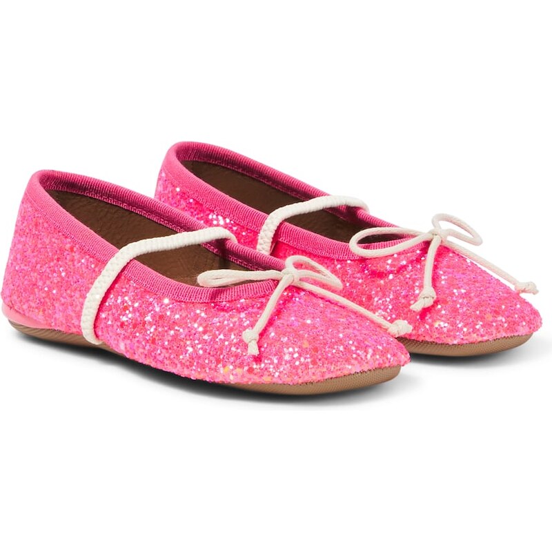 PèPè Bow-detail glitter ballet flats