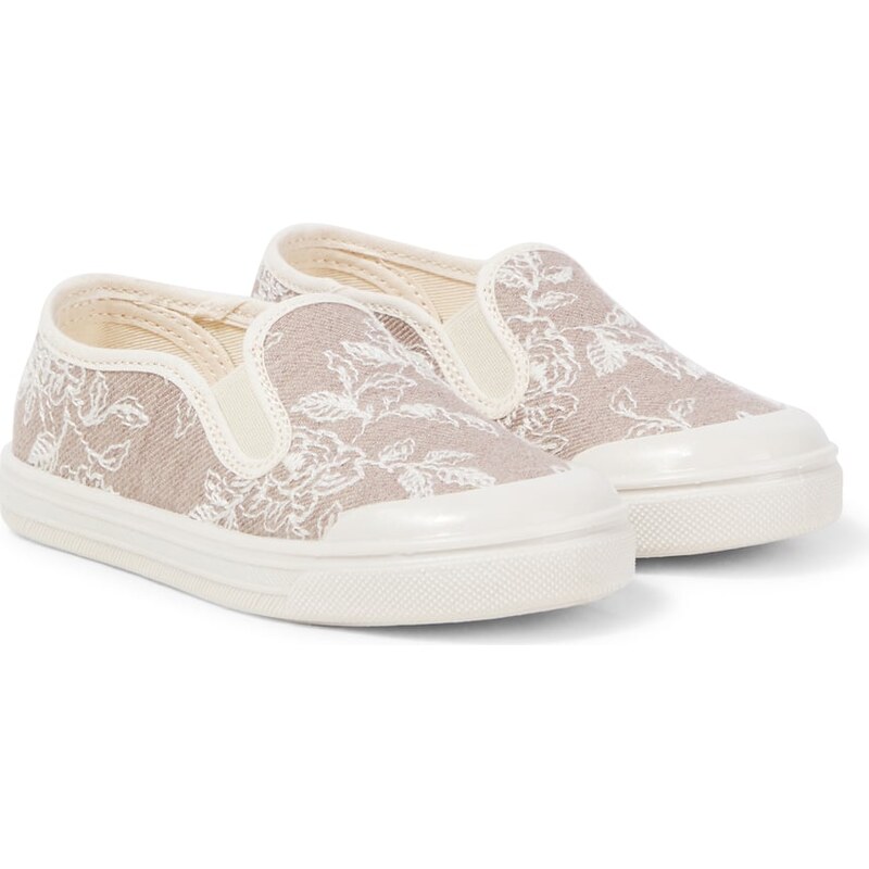 PèPè Floral embroidered denim slip-on shoes