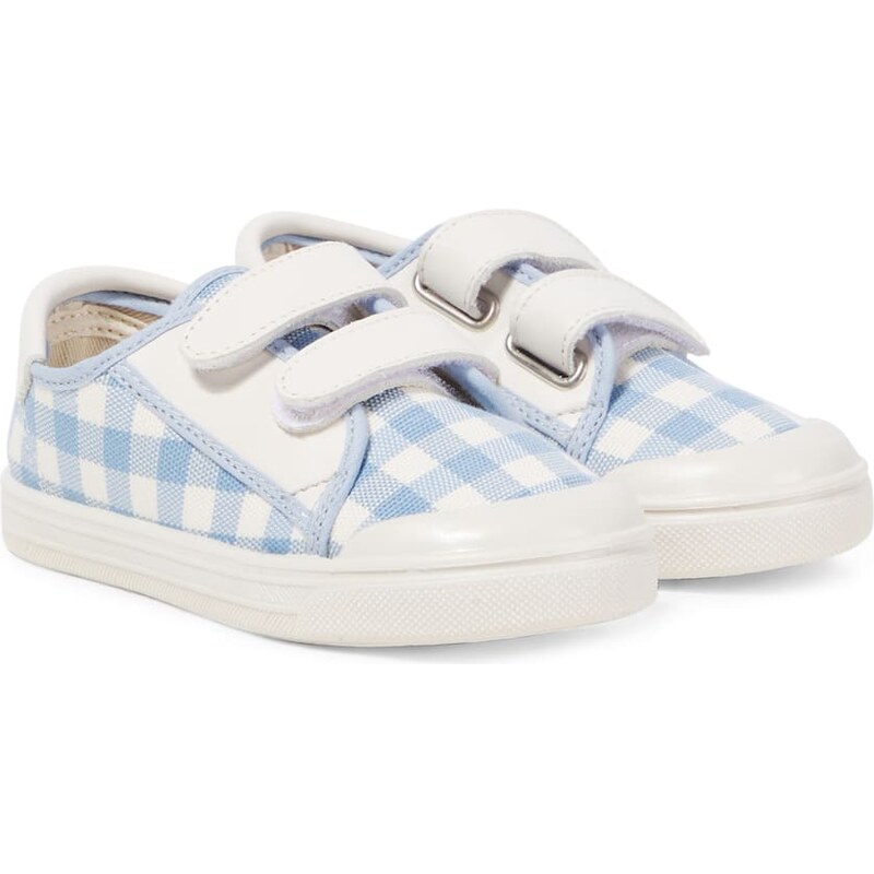 PèPè Leather-trimmed gingham sneakers