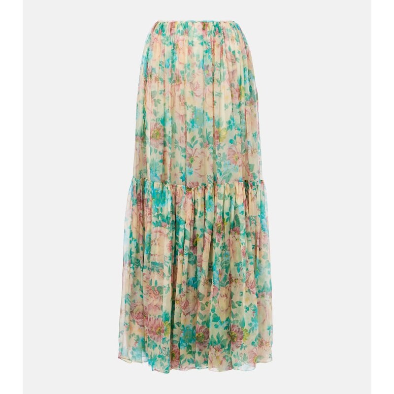 Chloé Floral silk muslin maxi skirt