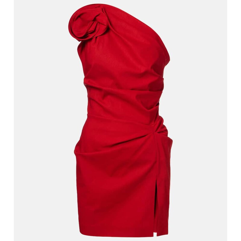 Magda Butrym Floral-appliquÃ ruched one-shoulder minidress