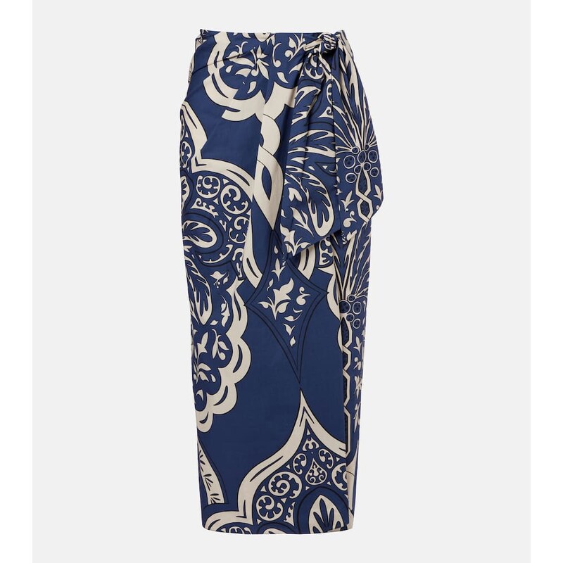 Johanna Ortiz Printed cotton poplin wrap skirt