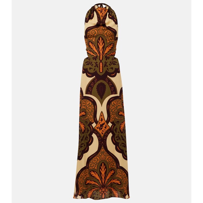 Johanna Ortiz Halterneck printed silk maxi dress