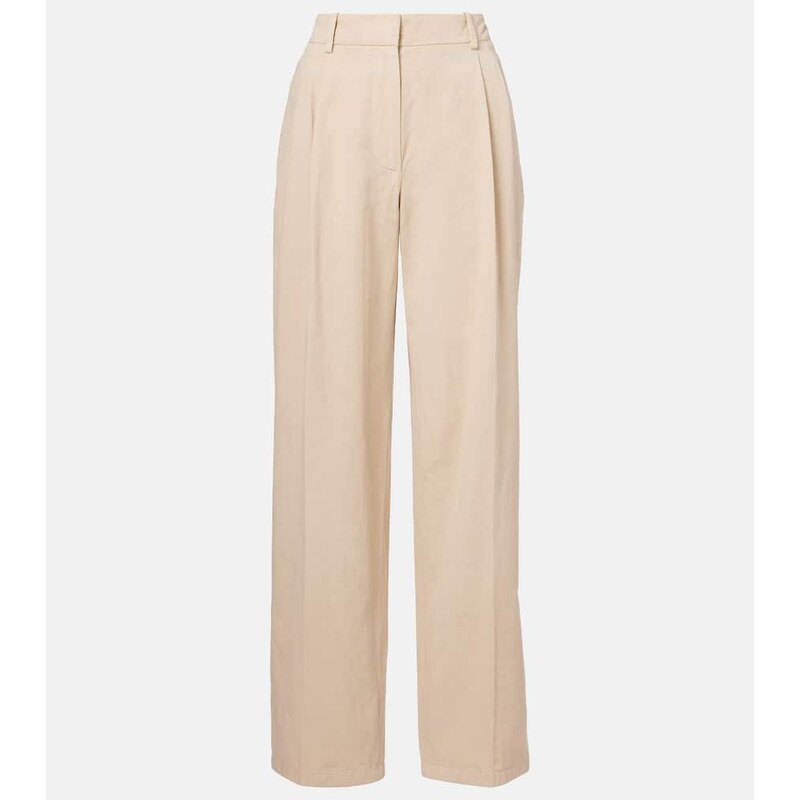 The Row Lilas cotton and linen wide-leg pants