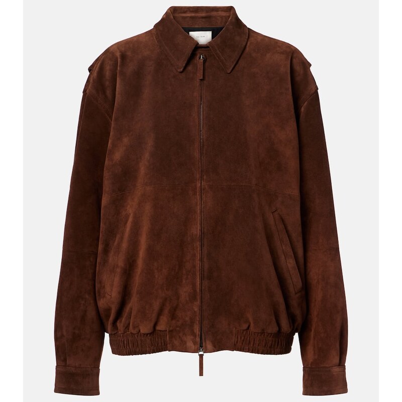 The Row Roana suede bomber jacket