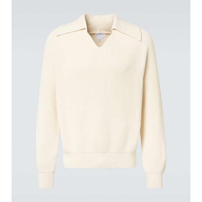 Bottega Veneta Ribbed-knit cotton polo sweater