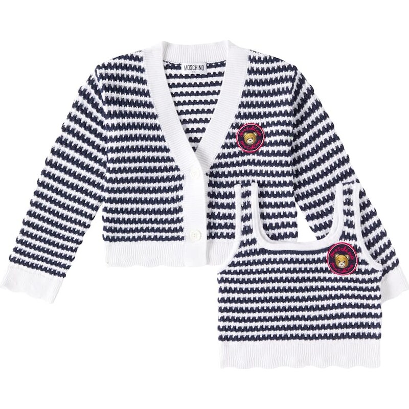 Moschino Kids Striped cotton top and cardigan set