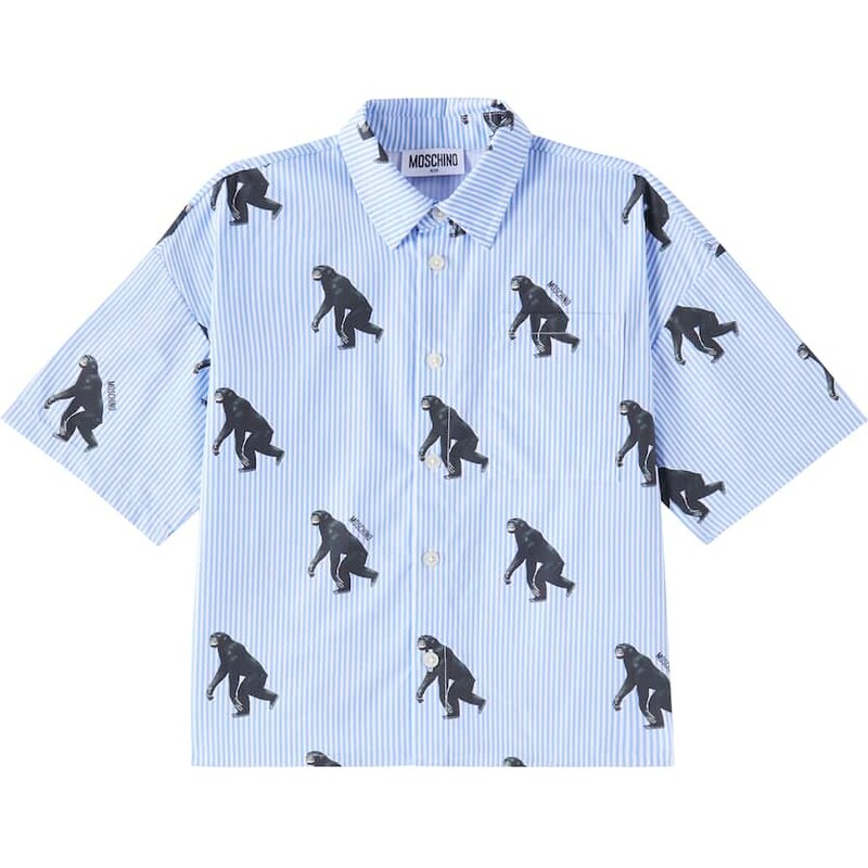 Moschino Kids Printed striped cotton shirt