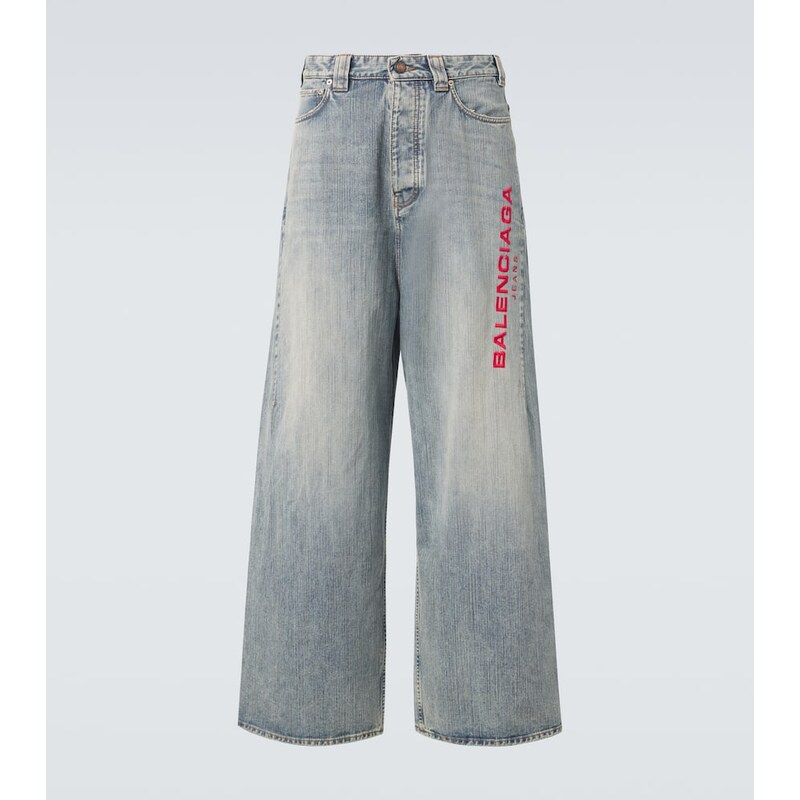 Balenciaga Logo embroidered wide-leg jeans