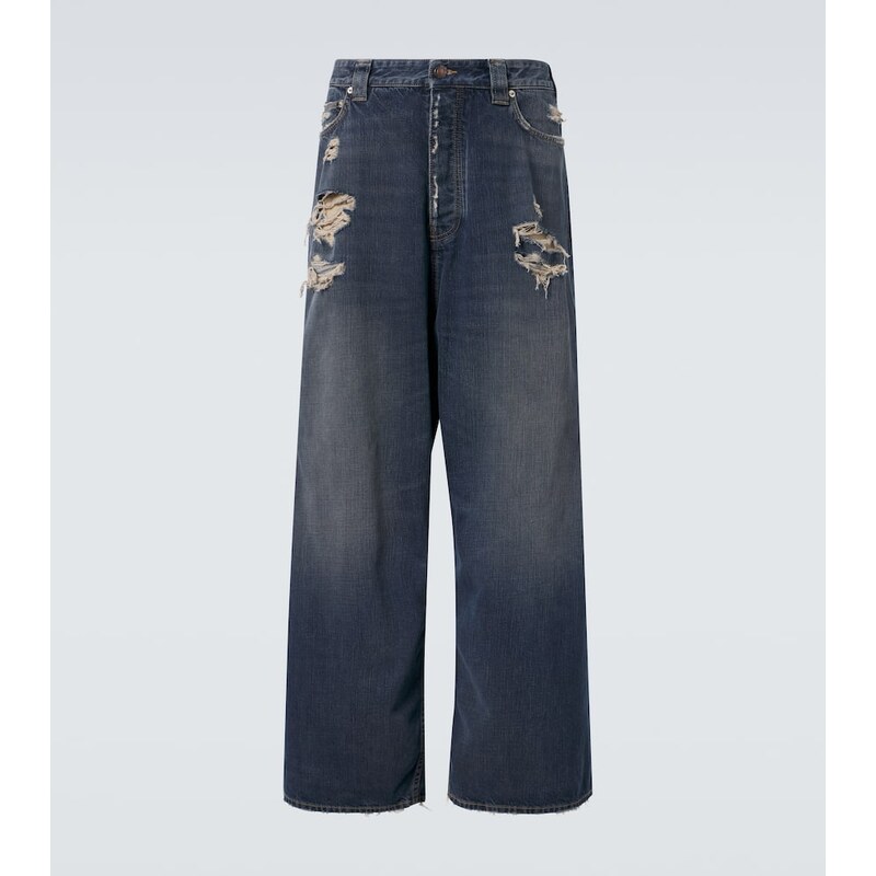 Balenciaga Distressed mid-rise wide-leg jeans