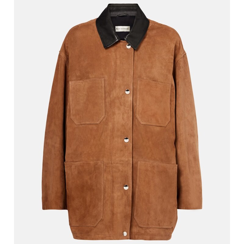 Nour Hammour Barn leather-trimmed suede jacket