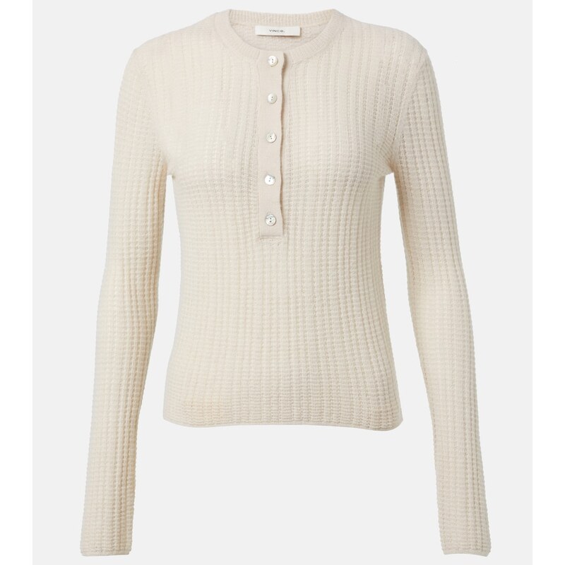 Vince Ribbed-knit cashmere and silk Henley shirt