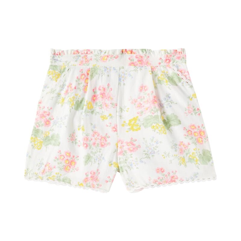 Tartine et Chocolat Floral lace-trimmed linen and cotton shorts
