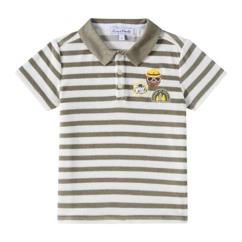 Tartine et Chocolat Striped cotton-blend terry polo shirt